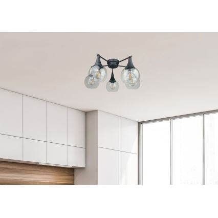 Lampadario a plafone STAR 5xE27/60W/230V nero/limpido