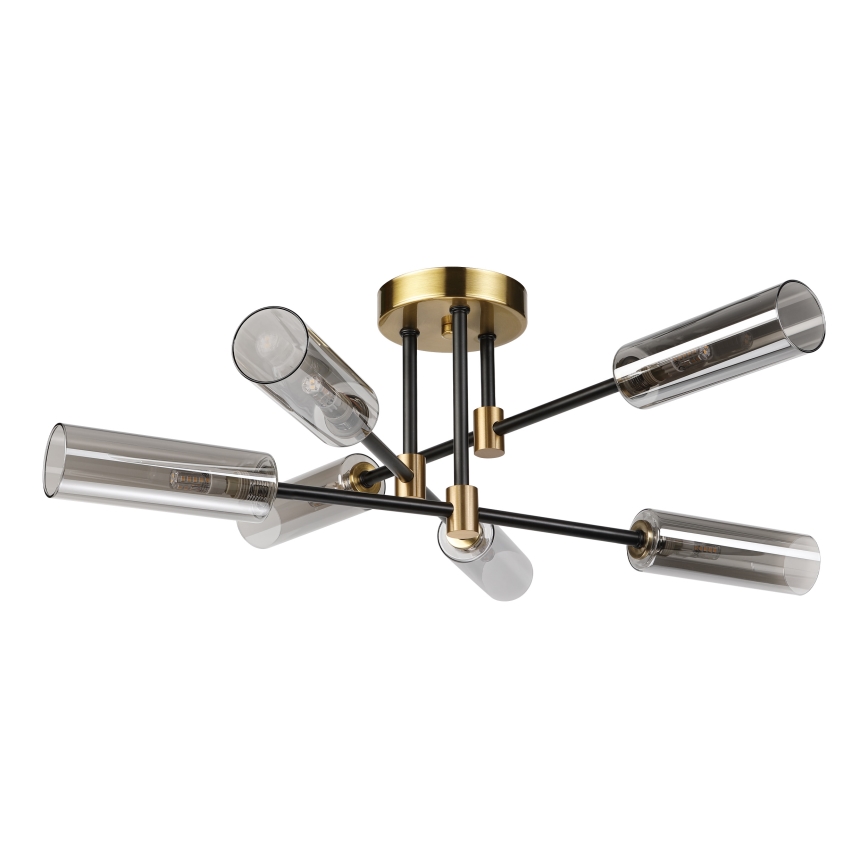 Lampadario a plafone TESSA 6xG9/8W/230V ottone/nero fumé