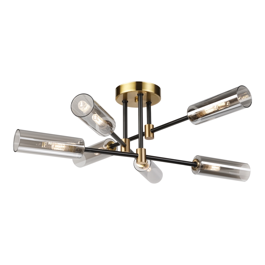Lampadario a plafone TESSA 6xG9/8W/230V ottone/nero fumé
