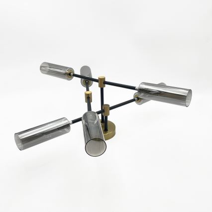 Lampadario a plafone TESSA 6xG9/8W/230V ottone/nero fumé