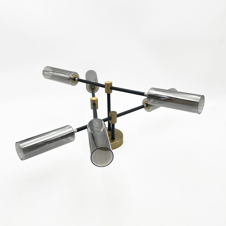 Lampadario a plafone TESSA 6xG9/8W/230V ottone/nero fumé
