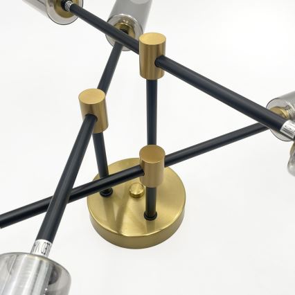Lampadario a plafone TESSA 6xG9/8W/230V ottone/nero fumé