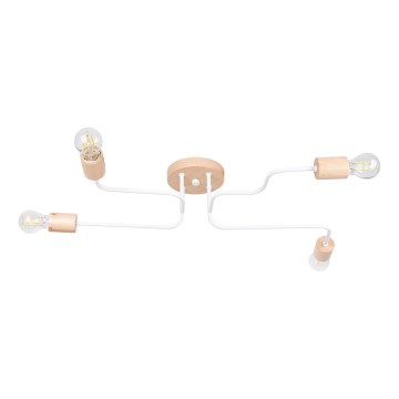 Lampadario a plafone TIMBO 4xE27/15W/230V bianco/beige/faggio