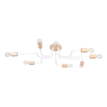 Lampadario a plafone TIMBO 8xE27/15W/230V bianco/beige/faggio