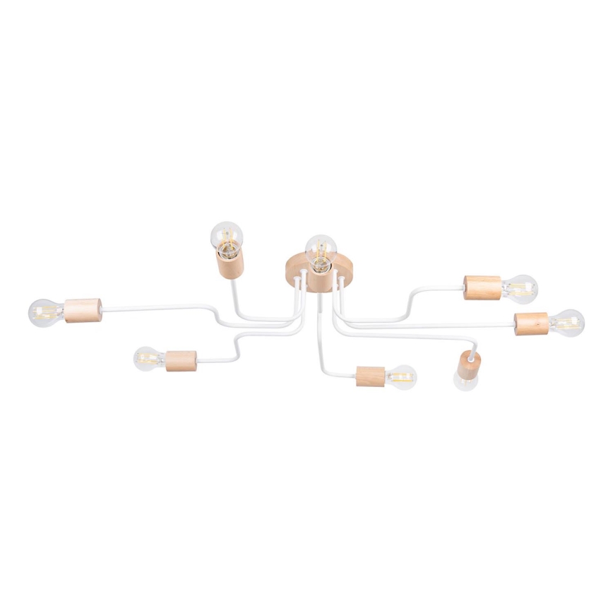 Lampadario a plafone TIMBO 8xE27/15W/230V bianco/beige/faggio