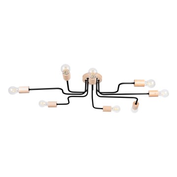 Lampadario a plafone TIMBO 8xE27/15W/230V nero/beige/faggio