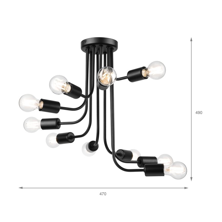 Lampadario a plafone TRINITY 10xE27/15W/230V nero