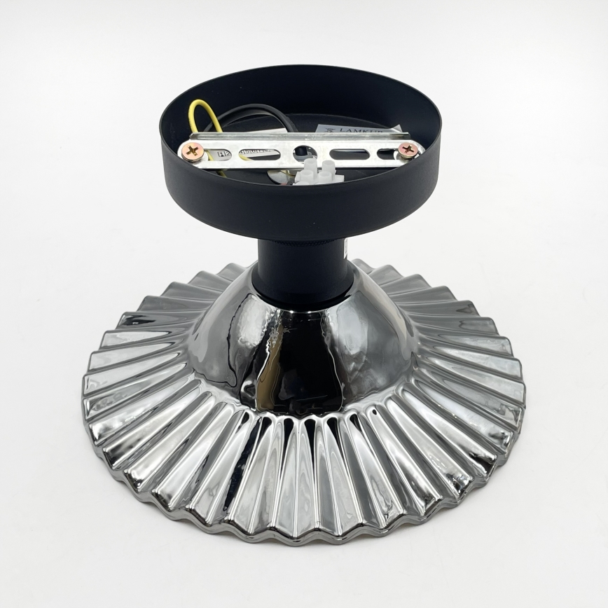 Lampadario a plafone TRISH 1xE27/15W/230V nero/nero fumé