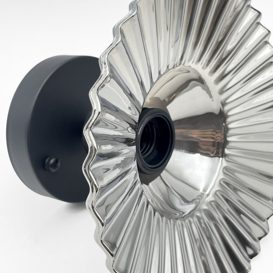 Lampadario a plafone TRISH 1xE27/15W/230V nero/nero fumé