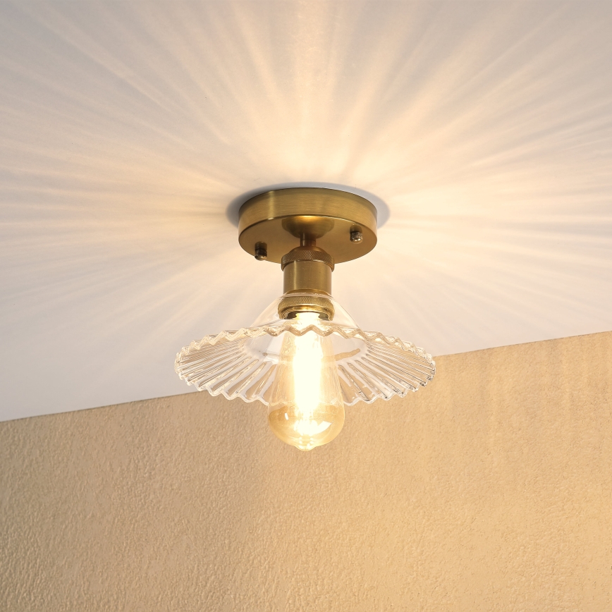 Lampadario a plafone TRISH 1xE27/15W/230V oro/trasparente