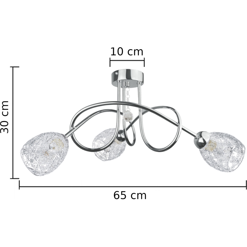 Lampadario a plafone TWIST CRYSTAL 3xE14/40W/230V