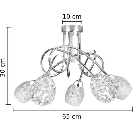 Lampadario a plafone TWIST CRYSTAL 5xE14/40W/230V