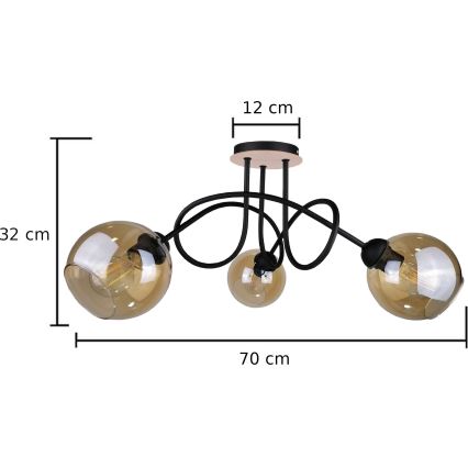 Lampadario a plafone VENUS WOOD 3xE27/60W/230V