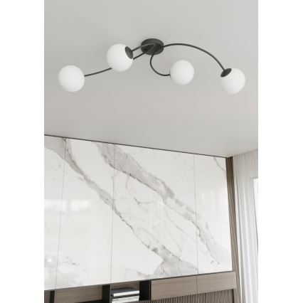 Lampadario a plafone VIBRA 4xE14/10W/230V nero/bianco