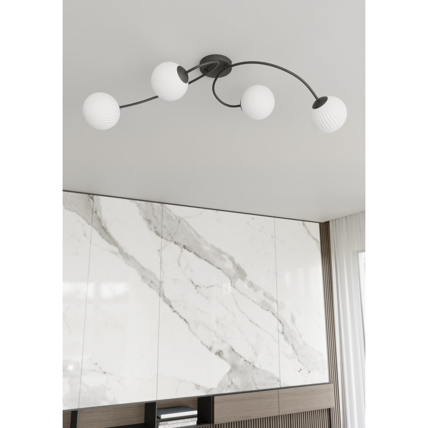 Lampadario a plafone VIBRA 4xE14/10W/230V nero/bianco