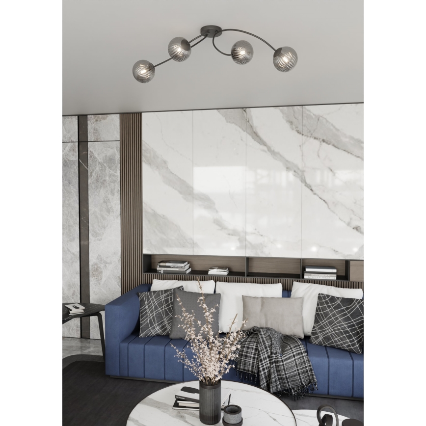 Lampadario a plafone VIBRA 4xE14/10W/230V nero/grigio