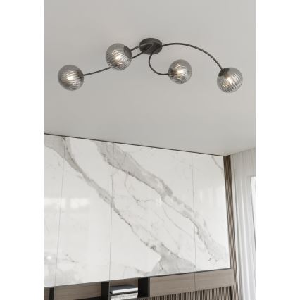 Lampadario a plafone VIBRA 4xE14/10W/230V nero/grigio