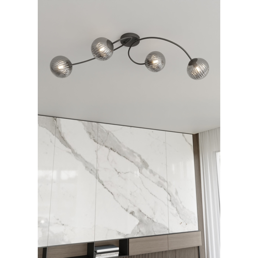 Lampadario a plafone VIBRA 4xE14/10W/230V nero/grigio