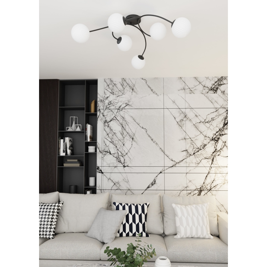 Lampadario a plafone VIBRA 6xE14/10W/230V nero/bianco