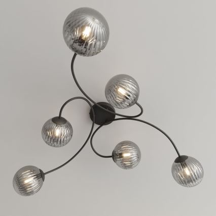 Lampadario a plafone VIBRA 6xE14/10W/230V nero/grigio