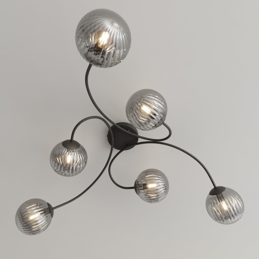 Lampadario a plafone VIBRA 6xE14/10W/230V nero/grigio