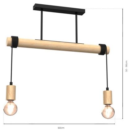 Lampadario a plafone VIGA 2xE27/60W/230V legno