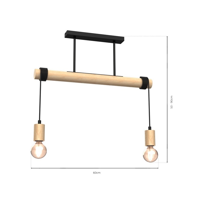 Lampadario a plafone VIGA 2xE27/60W/230V legno