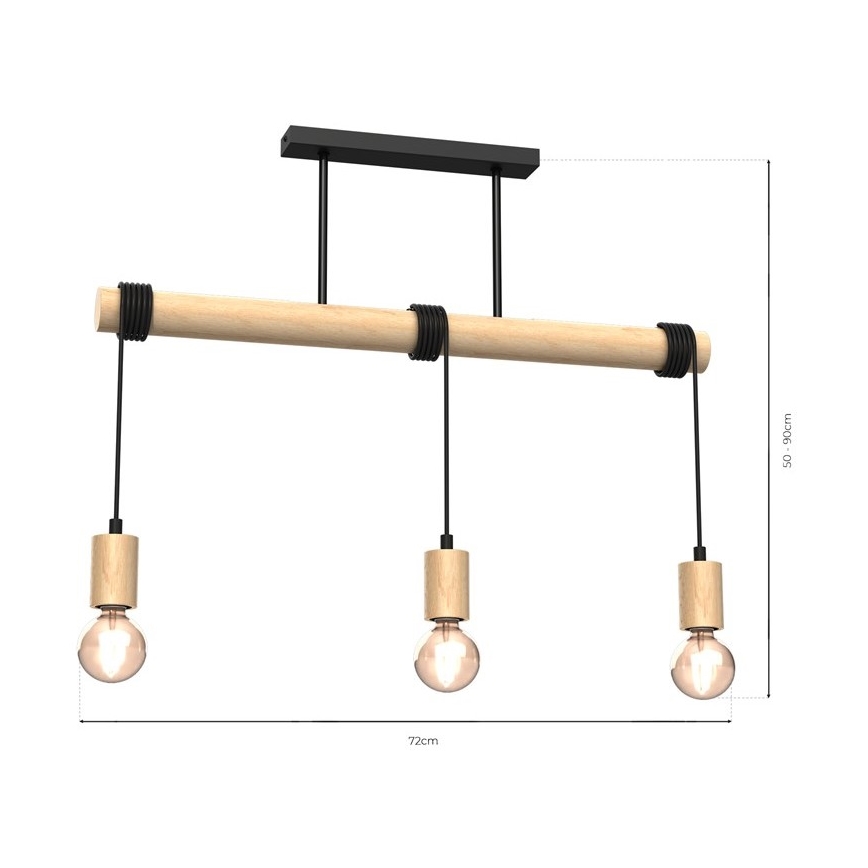 Lampadario a plafone VIGA 3xE27/60W/230V legno