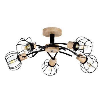 Lampadario a plafone VIVIANE 5xE27/60W/230V finitura rovere