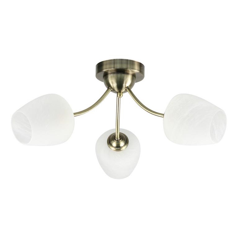 Lampadario a plafone ZINA 3xE27/40W/230V ottone/bianco