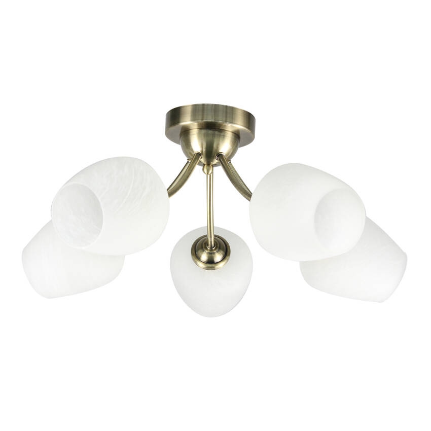 Lampadario a plafone ZINA 5xE27/40W/230V ottone/bianco