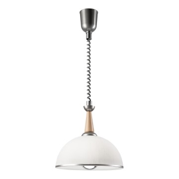 Lampadario a scomparsa CHIARA 1xE27/60W/230V argento/beige/rovere
