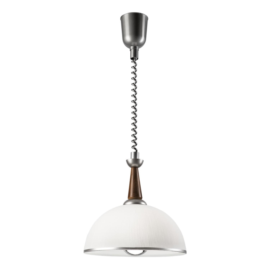 Lampadario a scomparsa CHIARA 1xE27/60W/230V argento/marrone scuro/faggio