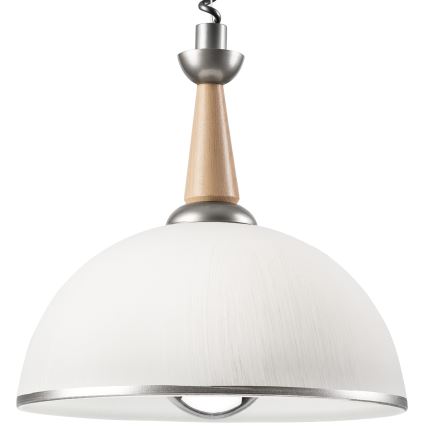Lampadario a scomparsa CHIARA 1xE27/60W/230V argento/beige/rovere