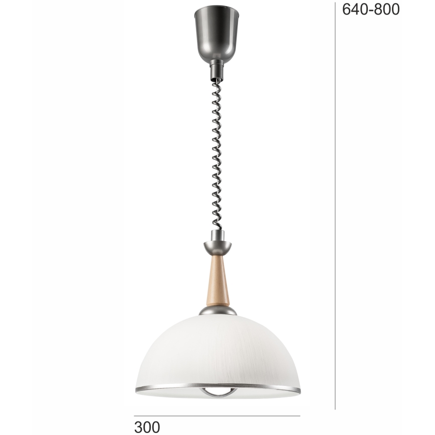 Lampadario a scomparsa CHIARA 1xE27/60W/230V argento/beige/rovere