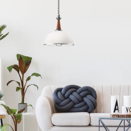 Lampadario a scomparsa CHIARA 1xE27/60W/230V argento/marrone/faggio
