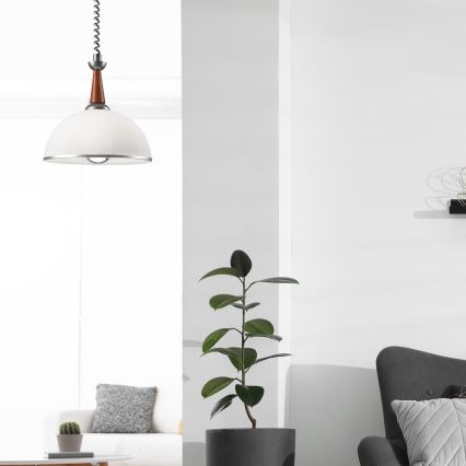 Lampadario a scomparsa CHIARA 1xE27/60W/230V argento/marrone/faggio