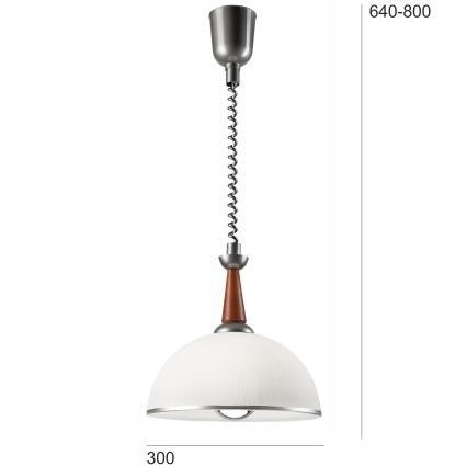 Lampadario a scomparsa CHIARA 1xE27/60W/230V argento/marrone/faggio
