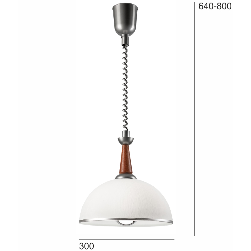 Lampadario a scomparsa CHIARA 1xE27/60W/230V argento/marrone/faggio