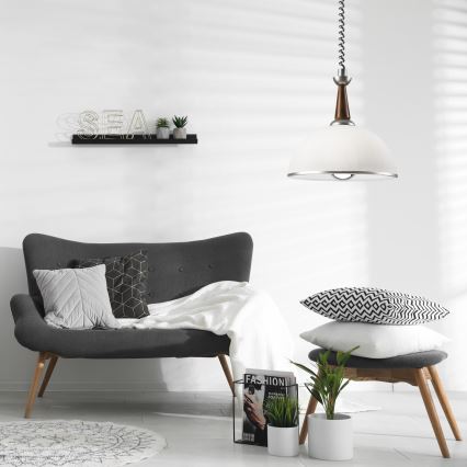 Lampadario a scomparsa CHIARA 1xE27/60W/230V argento/marrone scuro/faggio