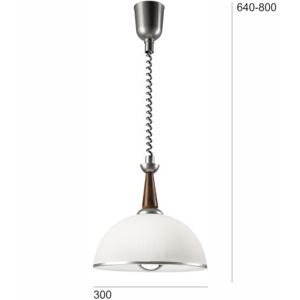 Lampadario a scomparsa CHIARA 1xE27/60W/230V argento/marrone scuro/faggio