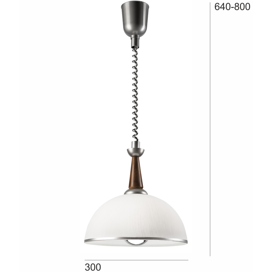 Lampadario a scomparsa CHIARA 1xE27/60W/230V argento/marrone scuro/faggio