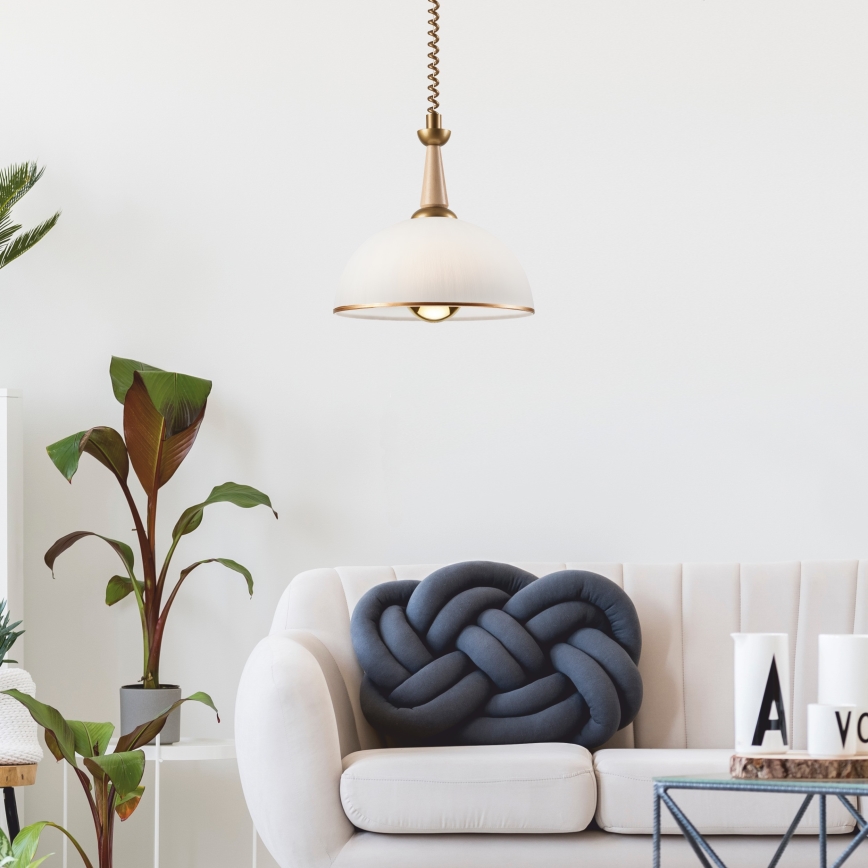 Lampadario a scomparsa CHIARA 1xE27/60W/230V beige/faggio
