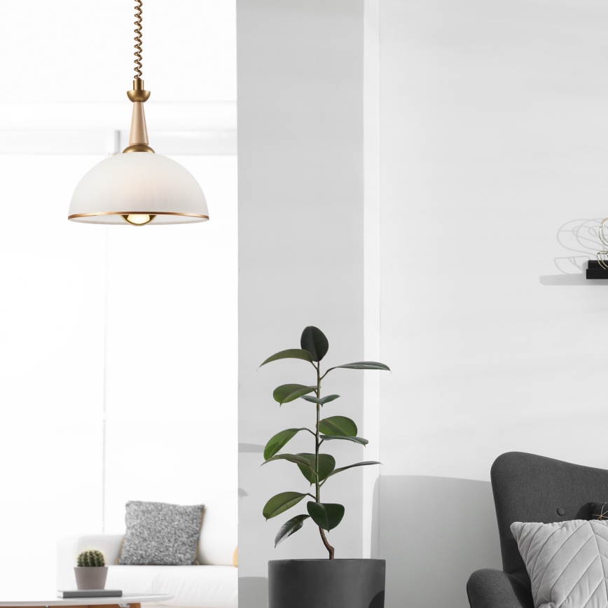 Lampadario a scomparsa CHIARA 1xE27/60W/230V beige/faggio