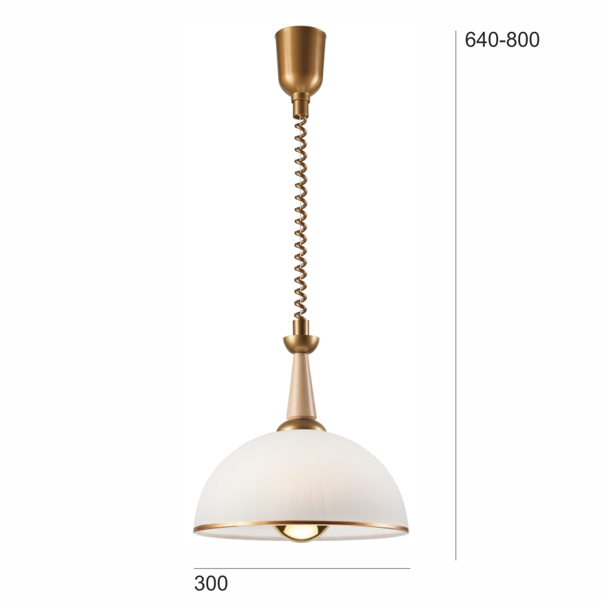 Lampadario a scomparsa CHIARA 1xE27/60W/230V beige/faggio