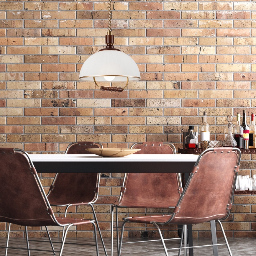 Lampadario a scomparsa RAMONA 1xE27/60W/230V beige/marrone scuro/pino