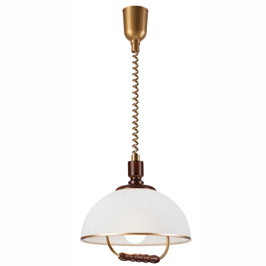 Lampadario a scomparsa RAMONA 1xE27/60W/230V beige/marrone scuro/pino