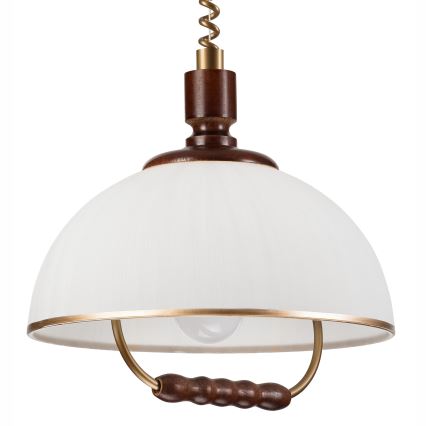 Lampadario a scomparsa RAMONA 1xE27/60W/230V beige/marrone scuro/pino
