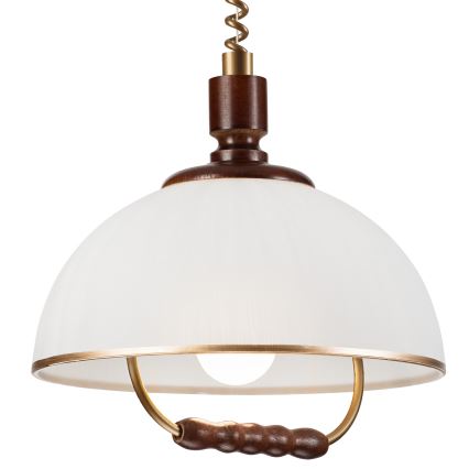 Lampadario a scomparsa RAMONA 1xE27/60W/230V beige/marrone scuro/pino