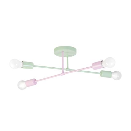 Lampadario a soffitto CAMBRIDGE 4xE27/15W/230V verde/rosa
